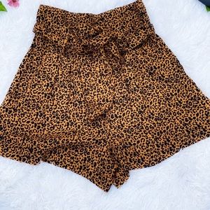 NWT Top shop Cairo brown leopard print tie shorts